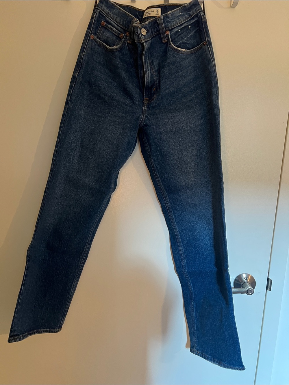 Slim Straight Jeans in Dark Blue Denim